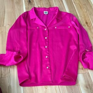 Anne Klein Fuchsia Button-Front Blouse